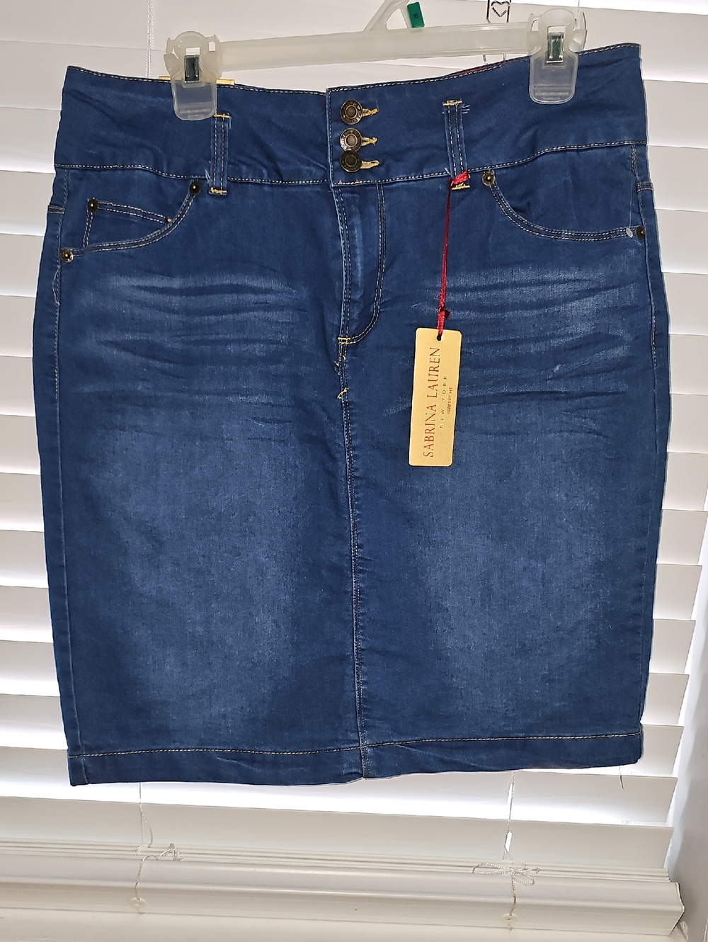 Sabrina Lauren Blue Denim Pencil Skirt - Classic Women's Style